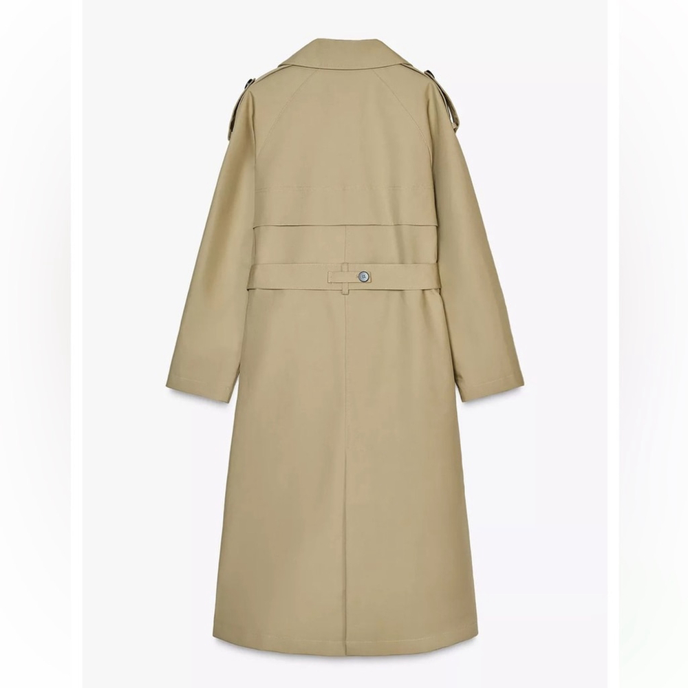 Zara Belted Topcoat | Tan Trench Coat | Size XL NWT Brown Beige - Picture 5 of 7